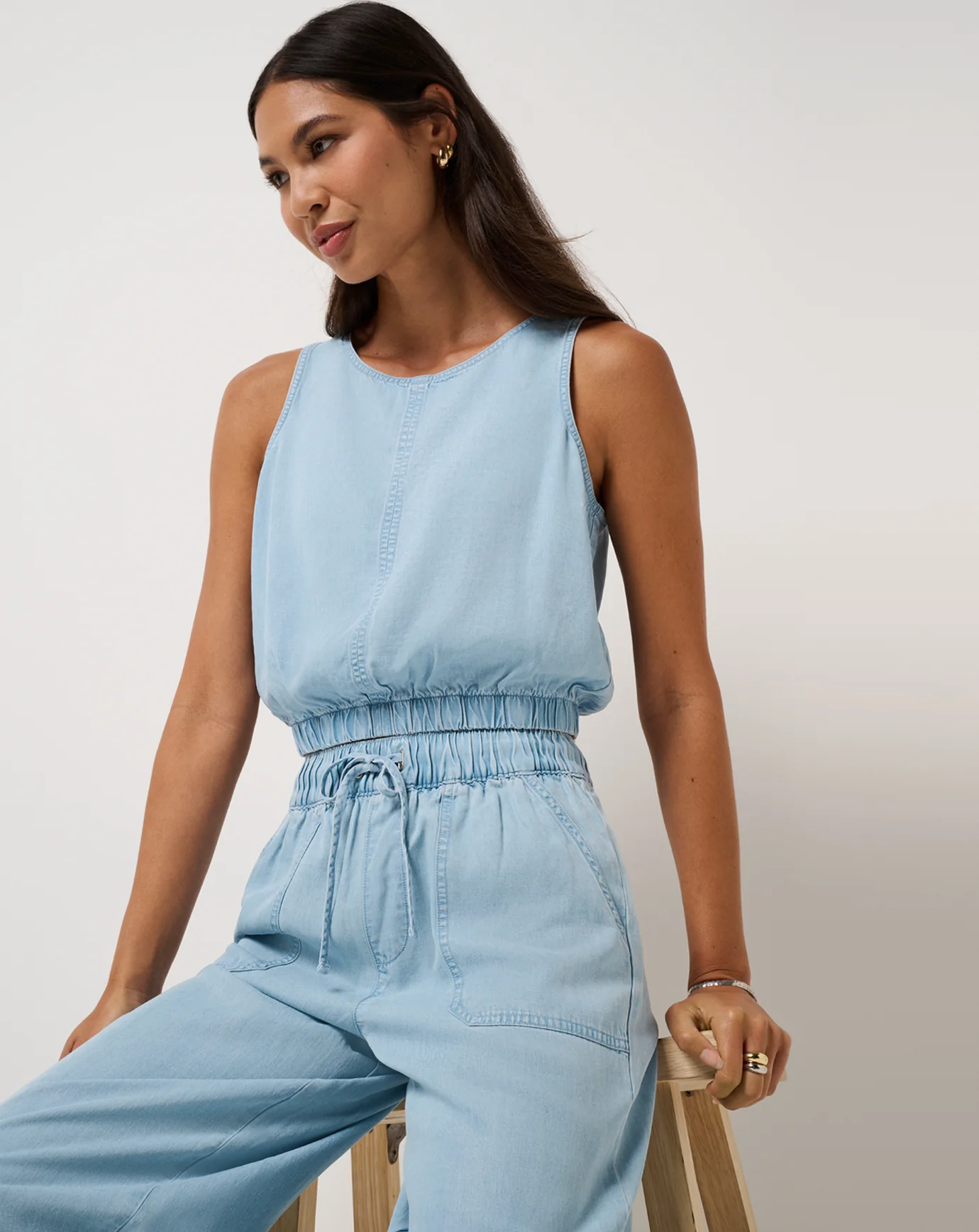 Chambray Ruched Tank - Image 5