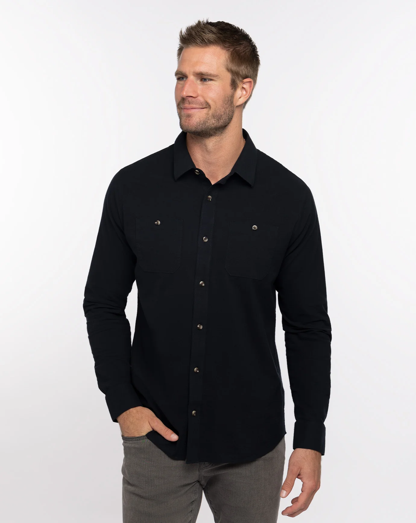 Cloud Flannel Button-Up