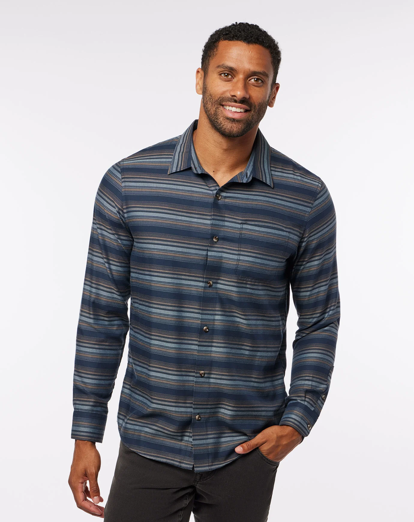 Cloud Flannel Stripe Button-Up - Image 13