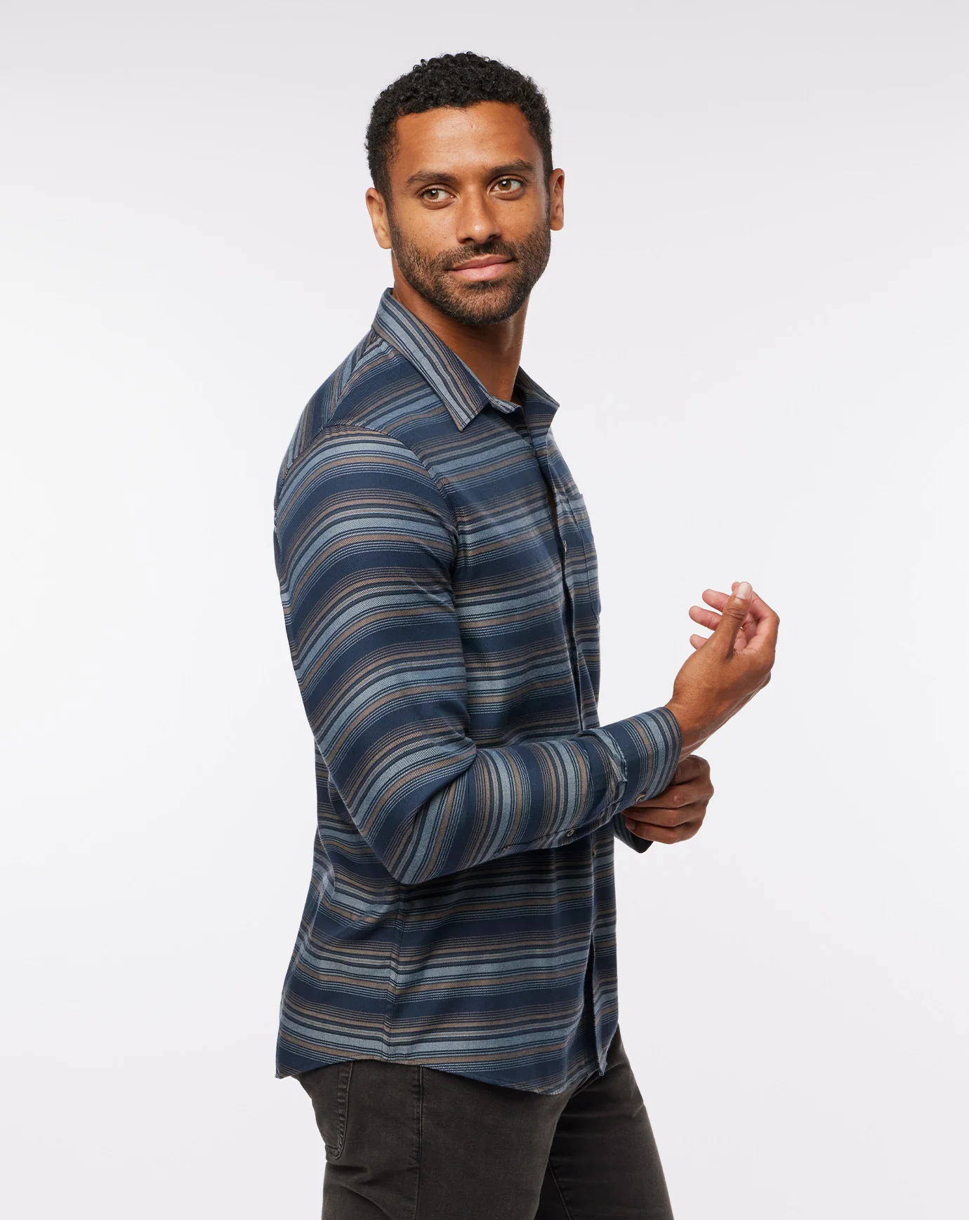 Cloud Flannel Stripe Button-Up - Image 14